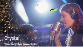  Presentation with concert - Amazing PPT theme having music cultural frames - digital composite of girl singing backdrop and a ocean colored foreground