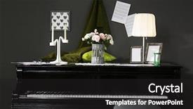  Presentation with piano - Colorful slide deck enhanced with music cultural frames - modern room design with vintage backdrop and a dark gray colored foreground