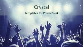  Presentation with green stage lights - PPT layouts with music dance - silhouettes of concert crowd background and a lemonade colored foreground