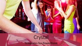  Presentation with spinning - Audience pleasing PPT layouts consisting of music dj - close-up of human hand spinning backdrop and a red colored foreground