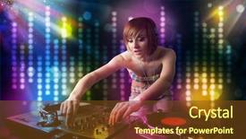  Presentation with pretty girl - PPT theme with music dj - pretty dj girl playing songs background and a tawny brown colored foreground