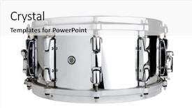  Presentation with metal music - Presentation theme having music drumming - big metal snare drum isolated background and a white colored foreground