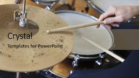  Presentation with drum - Audience pleasing slide set consisting of music drumming - closeup of hands playing drum backdrop and a coral colored foreground