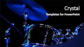  Presentation with stage - Theme having music drumming - drum kit on the stage background and a black colored foreground