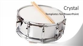  Presentation with drum - Slide deck with music drumming - new silver snare drum background and a white colored foreground