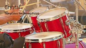  Presentation with drums - Amazing slide set having music drumming - set of drums backdrop and a coral colored foreground