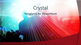  Presentation with stage lights - Slide set featuring night club music event party - cheering crowd in front background and a cool aqua colored foreground