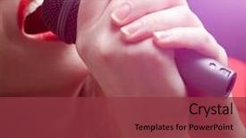  Presentation with sing - Theme with music female - woman sing over color background background and a tawny brown colored foreground