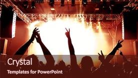  Presentation with concert - Beautiful PPT theme featuring music festival - rock concert silhouettes of happy backdrop and a wine colored foreground