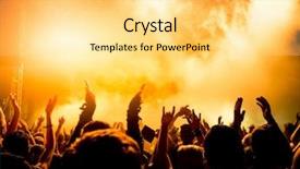  Presentation with stage lights - Audience pleasing presentation theme consisting of music festival - silhouettes of concert crowd backdrop and a blonde colored foreground