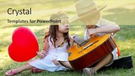  Presentation with guitar - Slide set with music game - young couple with guitar background and a blonde colored foreground