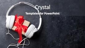  Presentation with love music - Amazing PPT theme having music gift concept headphones backdrop and a dark gray colored foreground