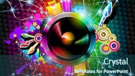  Presentation with posters - Cool new PPT theme with music grunge - disco event background backdrop and a ocean colored foreground