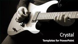  Presentation with rock music - Audience pleasing theme consisting of music guitar bass - rock guitarist backdrop and a black colored foreground