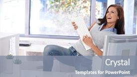  Presentation with black couple having fun - PPT layouts featuring music happy face - young woman having fun background and a mint green colored foreground