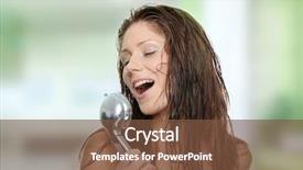  Presentation with music singing - Cool new PPT theme with music happy face - young woman singing under shower backdrop and a tawny brown colored foreground