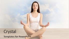  Presentation with lotus - PPT theme consisting of music heals - young woman meditating in lotus background and a lemonade colored foreground