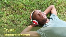  Presentation with music african american jazz musician - Colorful slide deck enhanced with music heaven - handsome african american man backdrop and a  colored foreground