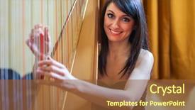  Presentation with empowered woman - Cool new presentation theme with music heaven - smiling woman playing an harp backdrop and a tawny brown colored foreground
