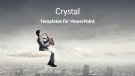  Presentation with young children playing multicultural - Amazing PPT theme having music heaven - young man sitting on cloud backdrop and a  colored foreground