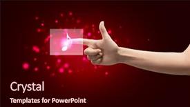  Presentation with hand touching finger digital - Presentation design consisting of music icons - close up of hand touching background and a wine colored foreground