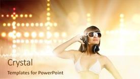  Presentation with headphones - PPT theme with music icons - young attractive girl in bikini background and a lemonade colored foreground
