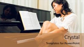  Presentation with evolution living beings - PPT theme with pivots - old scissors and sewing thread background and a dark gray colored foreground