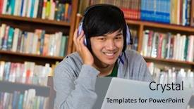  Presentation with asian nurse helps a man - Beautiful slide set featuring music indonesia - student - young asian man backdrop and a light gray colored foreground