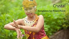 Presentation with dance music - PPT theme having music indonesia - young balinese female dancer performing background and a yellow colored foreground