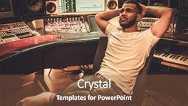  Presentation with american music - Slide deck consisting of music industry - african american sound engineer background and a tawny brown colored foreground