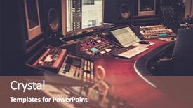  Presentation with recording - Amazing PPT theme having music industry - close-up of boutique recording studio backdrop and a coral colored foreground