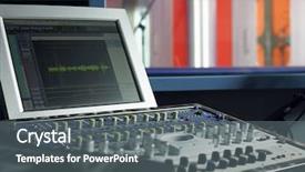  Presentation with recording studio mixing console - Colorful presentation design enhanced with music industry - closeup of mixing deck backdrop and a gray colored foreground