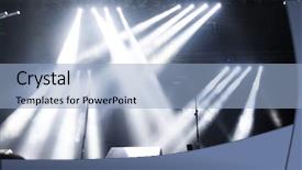  Presentation with empty stage - Audience pleasing presentation theme consisting of music industry - empty stage before concert backdrop and a light blue colored foreground