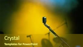  Presentation with green stage lights - Presentation theme with music industry - microphone in stage lights background and a tawny brown colored foreground