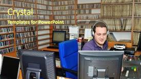  Presentation with radio news - Cool new presentation theme with music industry - radio station dj reading news backdrop and a violet colored foreground