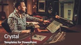  Presentation with recording studio - Cool new PPT layouts with music industry - sound engineer working in boutique backdrop and a tawny brown colored foreground