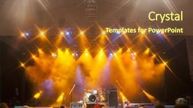  Presentation with music industry - Audience pleasing PPT theme consisting of music industry - stage lights backdrop and a tawny brown colored foreground