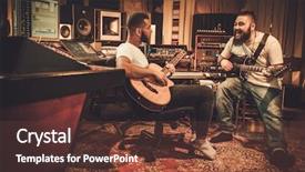  Presentation with recording studio - Slide deck enhanced with music industry - two professional guitarists performing background and a tawny brown colored foreground