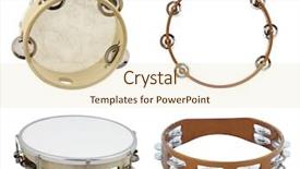 Presentation with music instrument - Beautiful presentation design featuring music instrument - image of tambourines isolated backdrop and a lemonade colored foreground