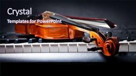  Presentation with music instrument - Presentation featuring music instrument - violin and piano keys background and a wine colored foreground