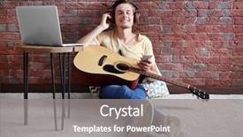  Presentation with guitar - Presentation design consisting of music instrument - young man playing guitar background and a gray colored foreground