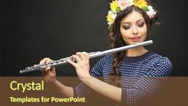  Presentation with black woman - Presentation theme consisting of music instrument players - beautiful young woman with flute background and a tawny brown colored foreground