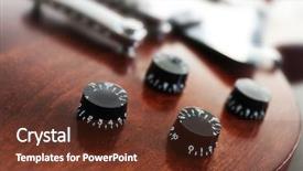  Presentation with electric guitar - Audience pleasing PPT layouts consisting of music instrument players - brown electric guitar close up backdrop and a tawny brown colored foreground