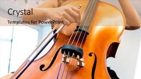  Presentation with hands - Beautiful slide set featuring music instrument players - close up of cello backdrop and a  colored foreground