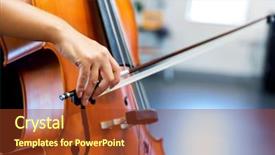  Presentation with music instrument - Theme featuring music instrument players - close up of cello background and a tawny brown colored foreground