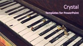 Presentation with music instrument - Colorful PPT layouts enhanced with music instrument players - closeup of piano keys backdrop and a wine colored foreground