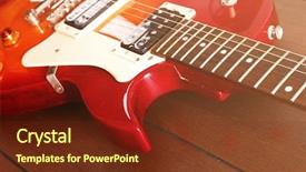  Presentation with music instrument - Slide deck having music instrument players - electric guitar on wooden background background and a tawny brown colored foreground