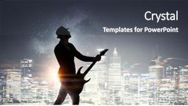  Presentation with elegant - Slide deck with music instrument players - elegant guitarist silhouette background and a dark gray colored foreground