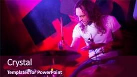  Presentation with drums - Audience pleasing theme consisting of music instrument players - musician playing drums backdrop and a  colored foreground