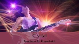  Presentation with laser light - Slide set enhanced with music instrument players - pretty girl playing guitar background and a violet colored foreground